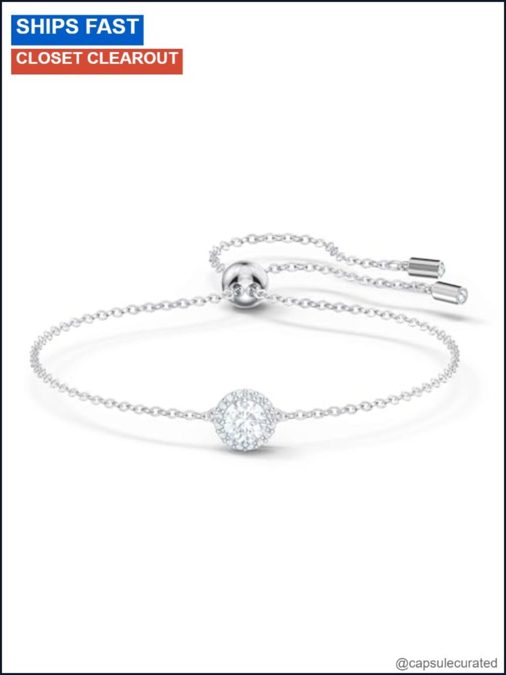 Swarovski Una Angelic Crystal Bracelet Rhodium Plated Adjustable Chain